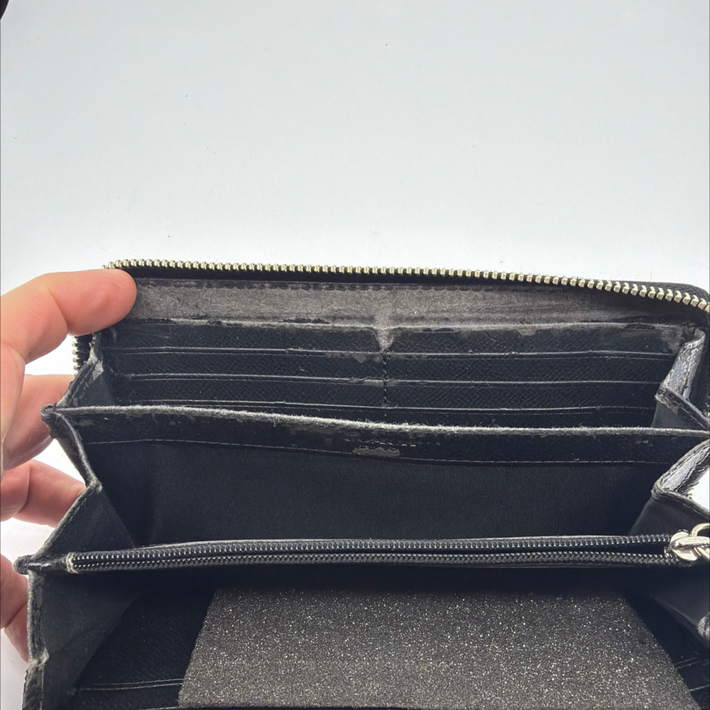 Coach Zip Around Grey Leopard Print Coated Canvas Wallet - Picture 6 of 8